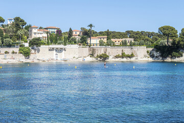 Obraz premium the beautiful Fosses Beach in Saint Jean Cap Ferrat with tropical colored water