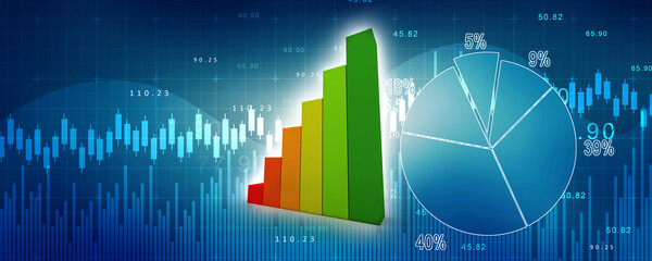 3d rendering Stock market online business concept. business Graph 
