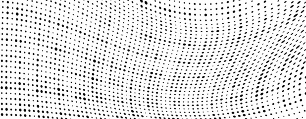 Vector modern optical texture of pop art. Abstract halftone wave dotted background. Futuristic twisted grunge pattern, dots, circles