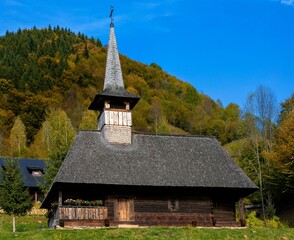 Fototapeta na wymiar The wooden church of Cormaia monastery - Romania
