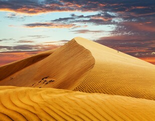 Naklejka na ściany i meble Cerro Blanco sand dune evening sunset desert peru Nasca