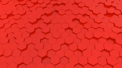 Fototapeta premium Abstract background with red hexagons. 3d render illustration.