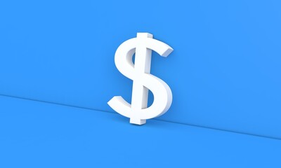 Dollar sign on a blue background. 3d render illustration.