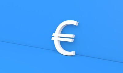 Euro currency sign on a blue background. 3d render illustration.