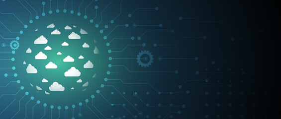 Cloud technology. Integrated digital web concept background