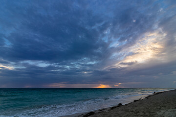 Beautiful sunrise on the ocean shore in the morning