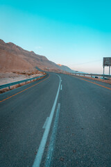 Road No. 90 near the Dead Sea, on the way to Nahal Kedem (for the editor - on the sign is written in Hebrew and Arabic the word - Kedem), Israel