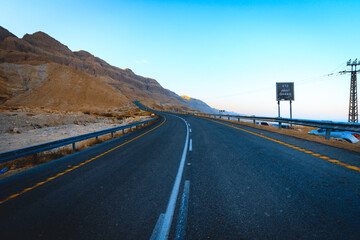 Road No. 90 near the Dead Sea, on the way to Nahal Kedem (for the editor - on the sign is written in Hebrew and Arabic the word - Kedem), Israel