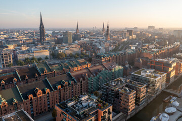 Fototapeta na wymiar Hamburg, Germany, Panorama of the Harbour and the city