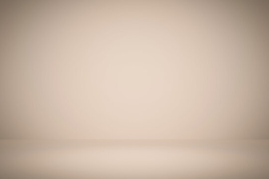 Abstract pastel light rose gold color and redial gradient background with white table backdrops display product design. Empty studio beige room for showing. Blur 3D render podium stage vector texture