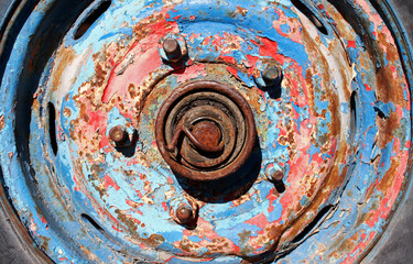 close-up of an old rusty wheel detail