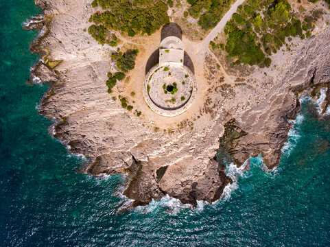 Fort Arza in Montenegro. Fortress Arza in the Bay of Kotor on the peninsula of Lustica. Adriatic sea Montenegro