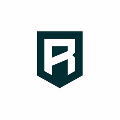 Initial Letter R Shield logo icon vector
