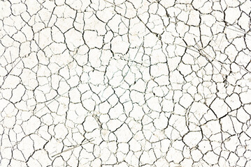 Black cracks on a white wall, texture background