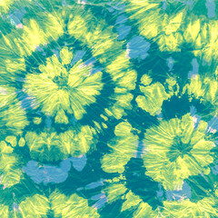 Shibori Fabric. Olive Wave Psychedelic. Bright