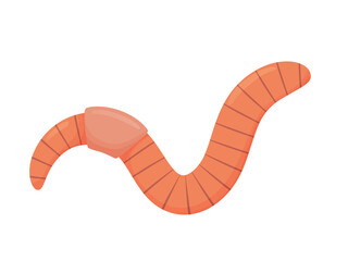 Earthworm in cartoon style. Illustration for animals, nature, fishing.