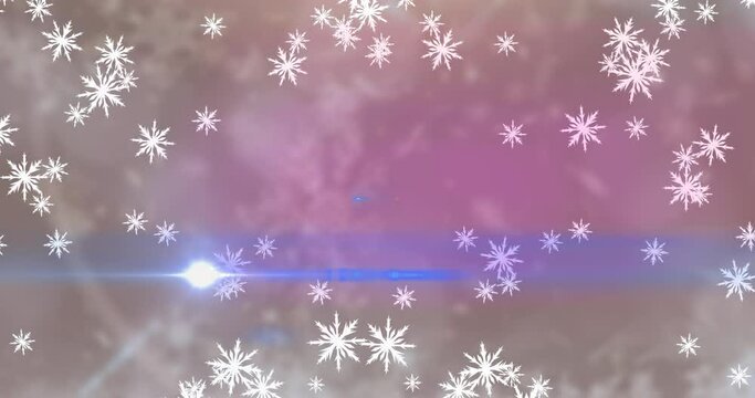 Animation of snow falling over bright background