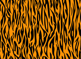 Vector Tiger orange black stripe pattern. Tiger seamless tiling background.