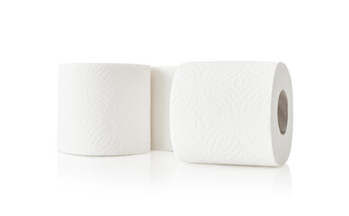 White toilet paper plain, on white isolated background