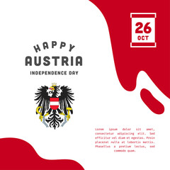 Square Banner illustration of Austria independence day celebration. Waving flag and hands clenched. Vector illustration.