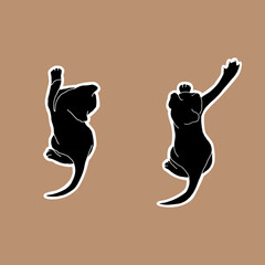 Black cats stickers. Black cat vector illustrations