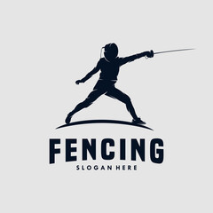 Fencing Sport logo design template