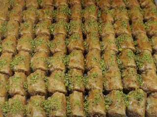 baklavas sweet cut in small piecies traditional in ioannina greece