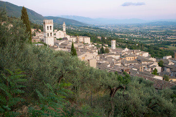 Fototapeta na wymiar Assisi Cityscape at the Sunset. Italy