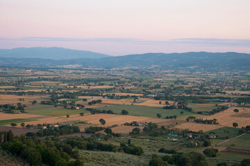 Obraz premium Countryside Landscape at the Sunset. Assisi, Italy