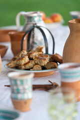 hand-cut bread, cracked bread in the dish