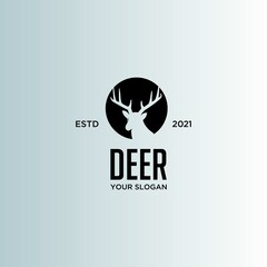 head deer logo design vector with circle