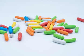 pills on a white background