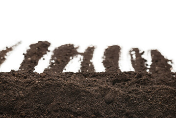 Black land for plant isolated on white background.