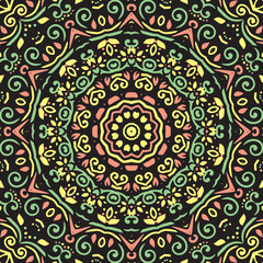 Indian Seamless Mandala Pattern. Decorative floral design. Islam Arabic motifs. Oriental textile design.