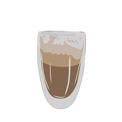 Fototapeta na wymiar glass mug with frothy coffee