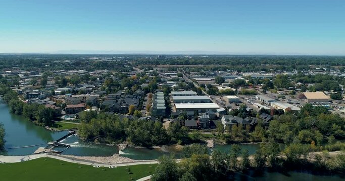 Drone 4k footage of Garden City, Idaho and the Boise river in the summer