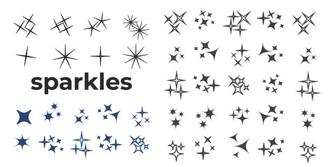 Sparkle lights stars set. Glowing light effect star. Sparkle lights vector