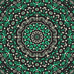 Indian Seamless Mandala Pattern. Decorative floral design. Islam Arabic motifs. Oriental textile design.