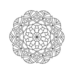 Vector mandala coloring page. Round pattern for adult coloring book and meditative process.