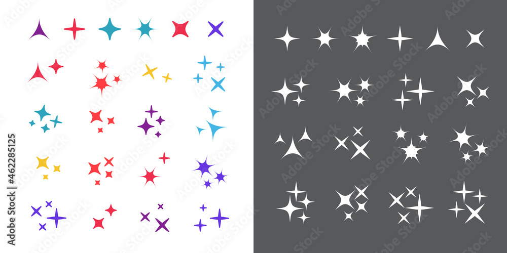Wall mural sparkles line icons. black sparkles symbols vector