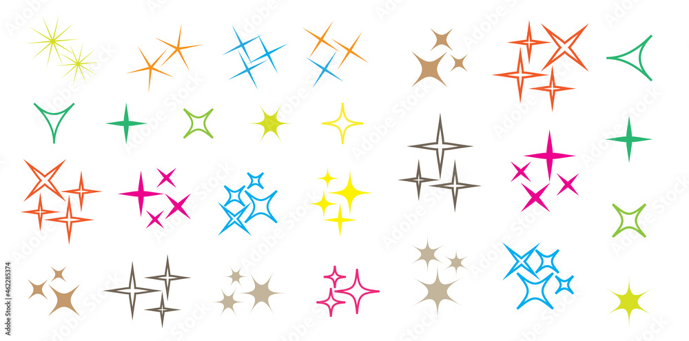Canvas Prints sparkles white line collection. sparks vector icons set