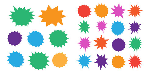Bursting speech star set. Starburst isolated icons set