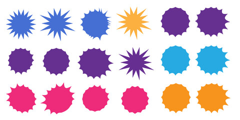 Starburst explosion comic shapes vector. Speech boom bubbles