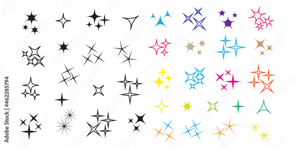 Canvas Prints sparkles line icons. black sparkles symbols vector