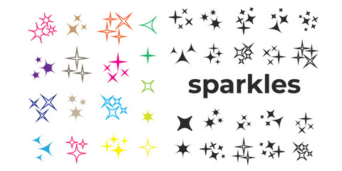 Icon sparkle line. Bright firework, decoration twinkle, shiny flash