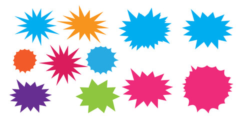 Bursting speech star set. Starburst isolated icons set