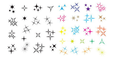 Sparkles line icons. Black sparkles symbols vector