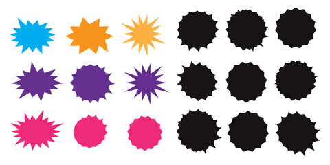 Bursting speech star set. Starburst isolated icons set