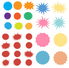 Set of vector starburst, sunburst badges. Starburst isolated icons set