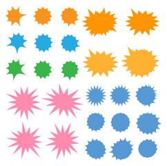 Bursting speech star set. Starburst isolated icons set